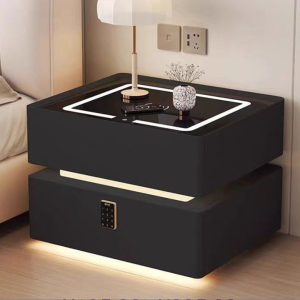 Smart LED Bedside Table with Password Lock (Modern Nightstand with Ambient Light)