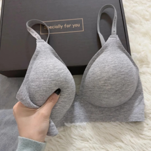 Cozy Knit Wireless Bra – Light Grey