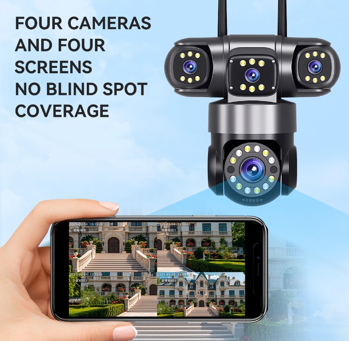Hi Easy 4-Screen Panoramic Outdoor Security Camera (16MP WiFi Smart Surveillance Camera) - Image 5