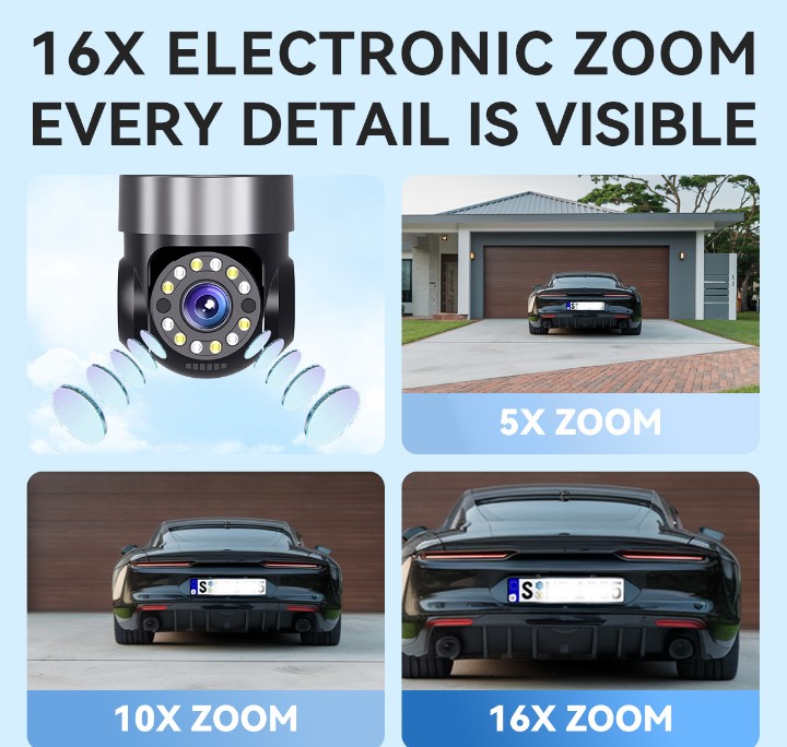 Hi Easy 4-Screen Panoramic Outdoor Security Camera (16MP WiFi Smart Surveillance Camera) - Image 4