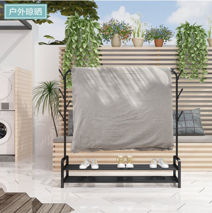 Heavy-Duty Double Rod Garment Rack with Storage Shelves & Wheels - Image 4