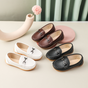 Kids Classic Metal-Bit Loafer Shoes – Soft Slip-On Casual Flats