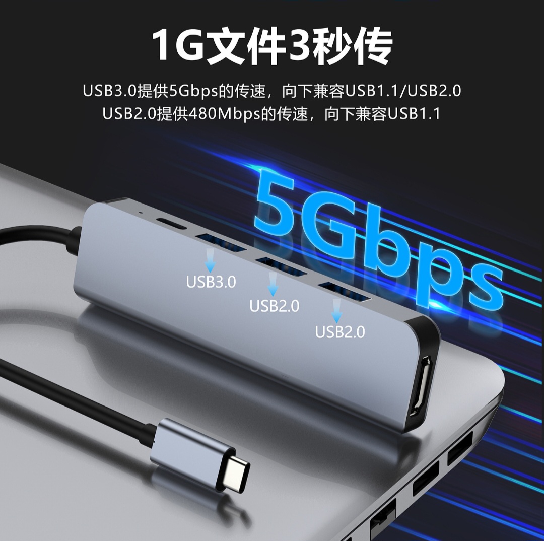 5-in-1 USB-C Multiport Hub Adapter with 4K HDMI & 100W PD Charging - Image 5
