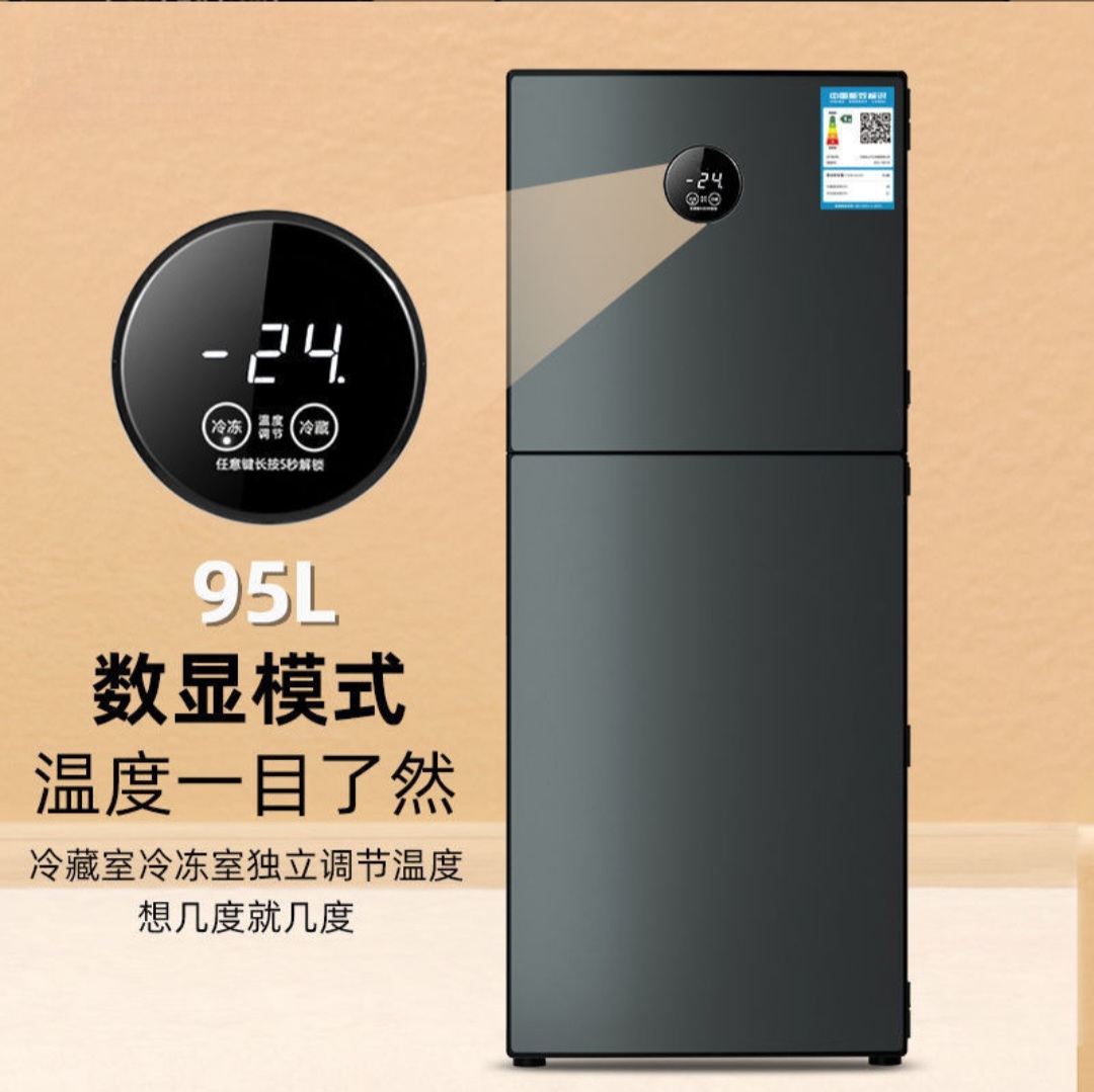 Smart Double-Door Mini Refrigerator with Digital Temperature Display