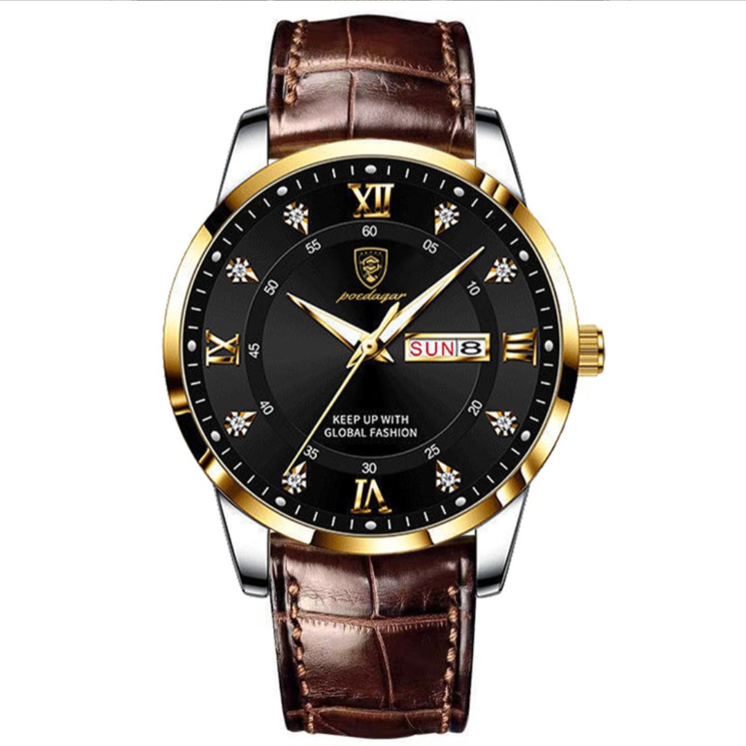 Luxury Men's Leather Strap Quartz Wristwatch - Image 6
