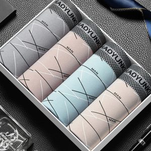 HAOYUNKAI Men's Premium Ice Silk Boxer Briefs (4-Pack)