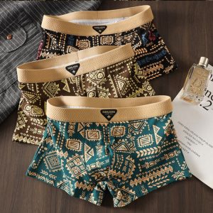 Men's Premium Ethnic Print Cotton Boxer Briefs (3-Pack)