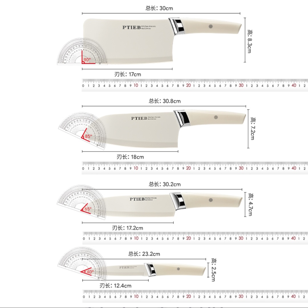 Premium 7-Piece Stainless Steel Kitchen Knife Set with Storage Block – White - Image 5