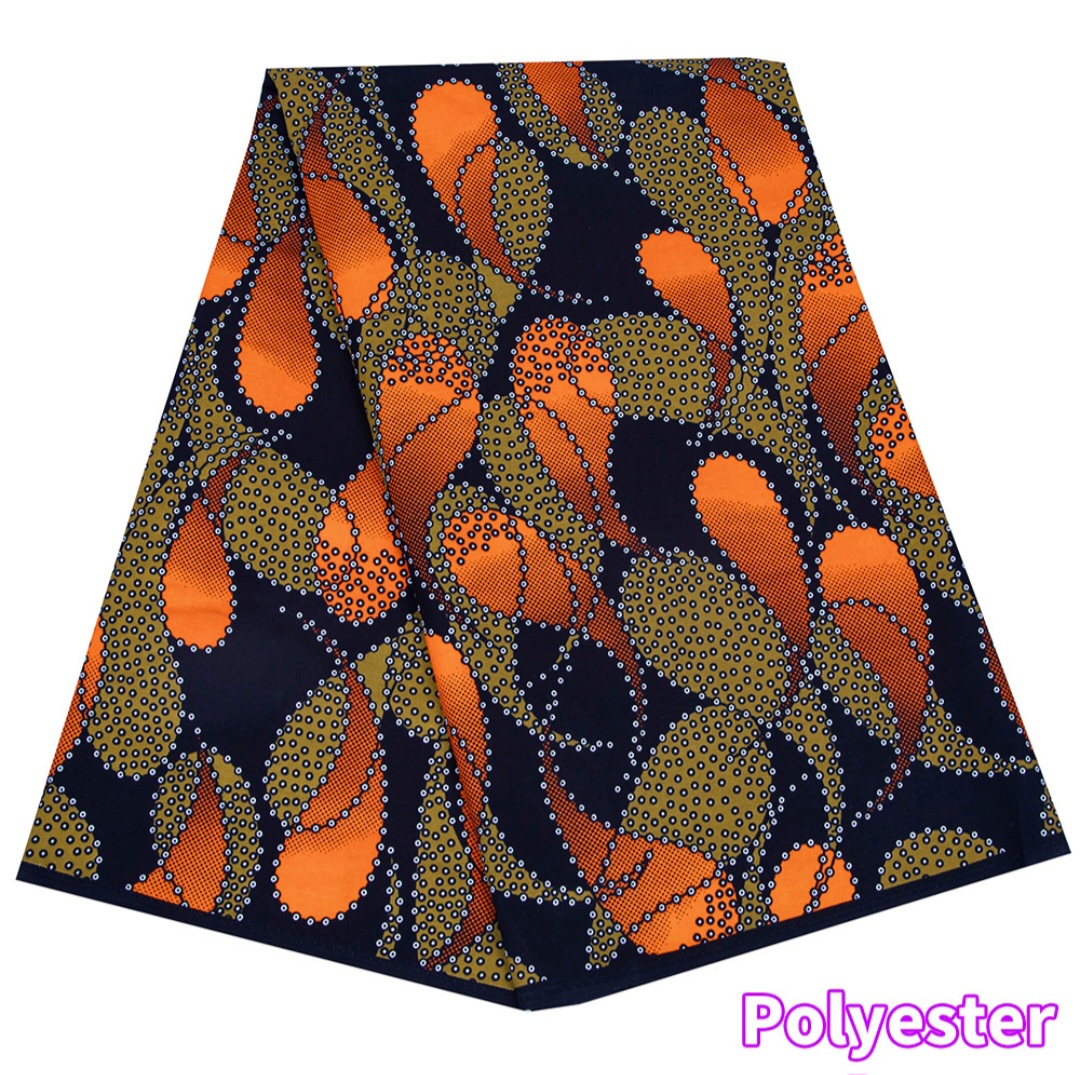Premium African Ankara Wax Print Fabric – Orange, Black & Gold Abstract Pattern - Image 3