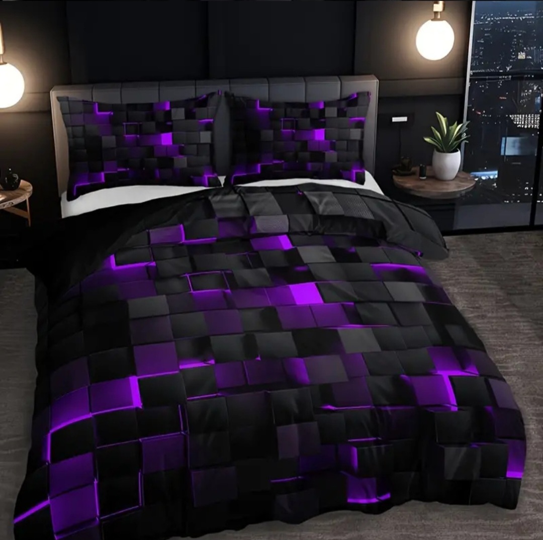Black & Red 3D Geometric Luxury Bedding Set - Image 5