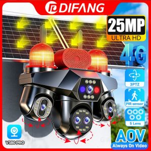 DIFANG V380 Pro 4G 25MP Ultra HD 5-Lens PTZ Solar Security Camera