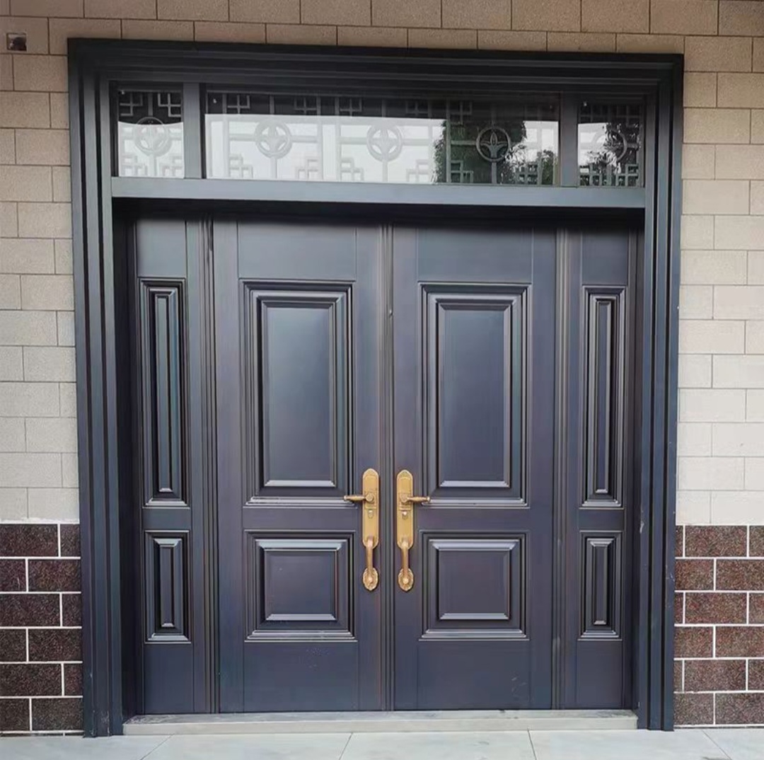 Luxury Double-Leaf Metal Security Entrance Door with Decorative Glass - Image 3
